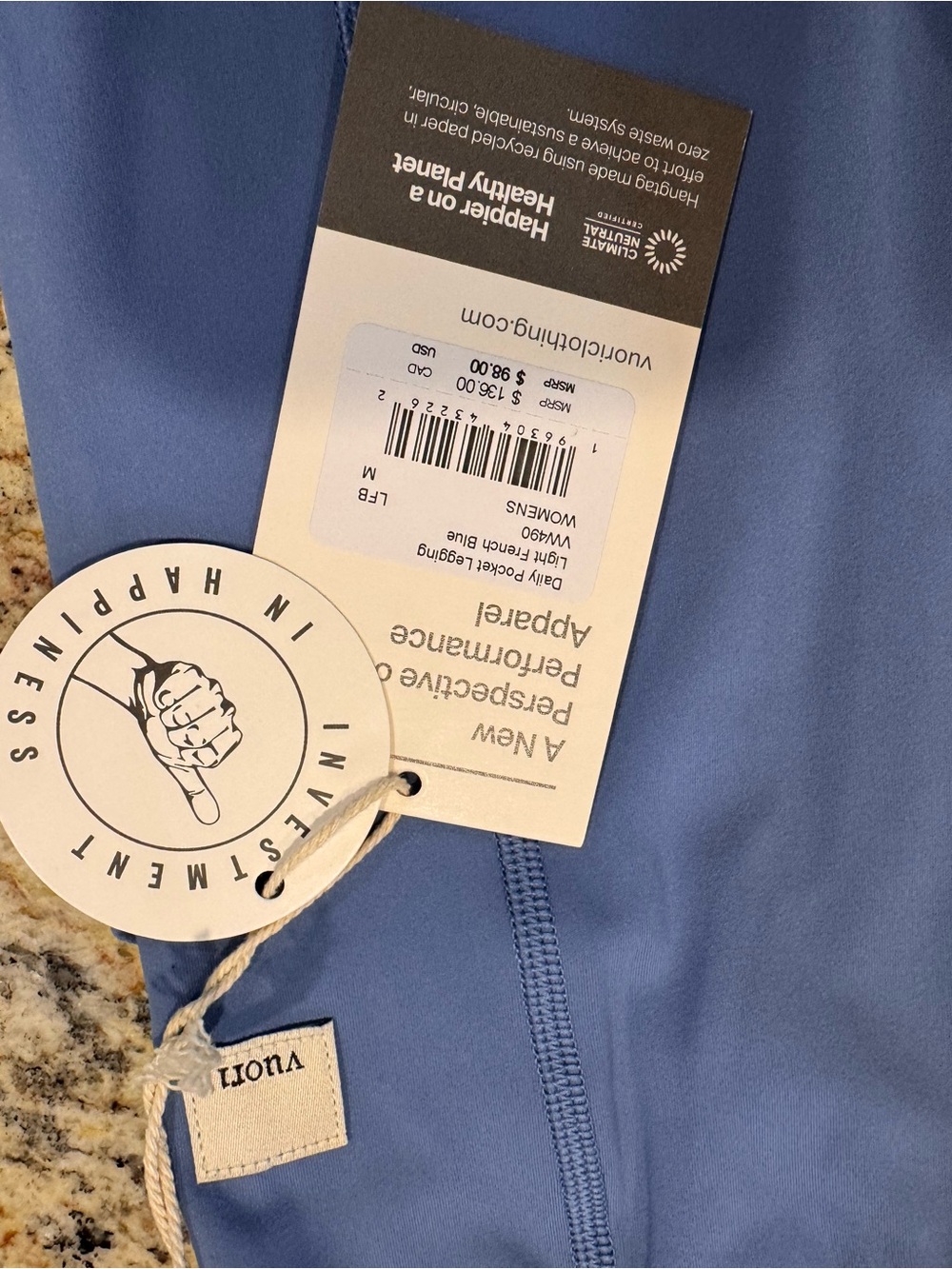 Vuori Periwinkle High-Rise Performance Leggings with Drawstring - Picture 2 of 9